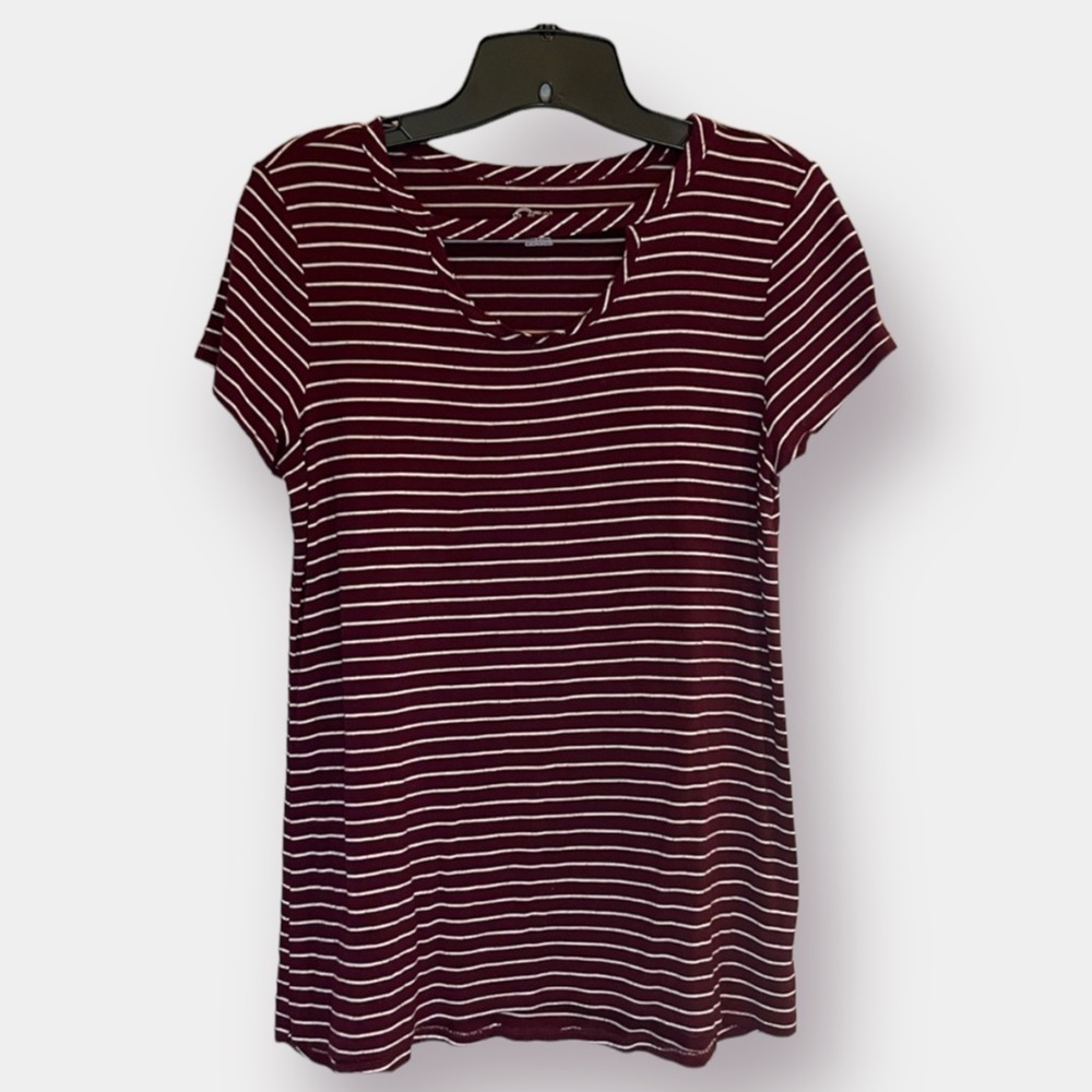 Maroon White Stripe Shirt Girl's Size XL